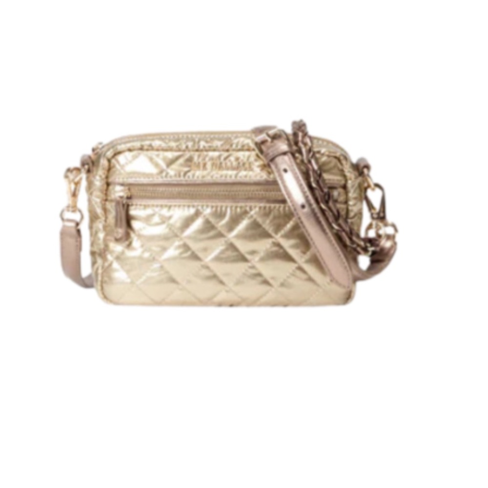 MZ Wallace Gold mini crosbit Quilted Crossbody Bag in color antique gold - Picture 3 of 9